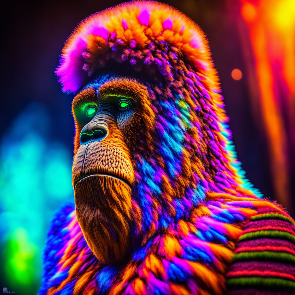 Vibrant Gorilla Digital Art with Colorful Spectrum