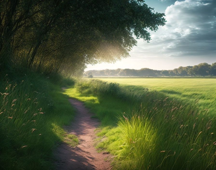 Tranquil Path Through Lush Green Landscape