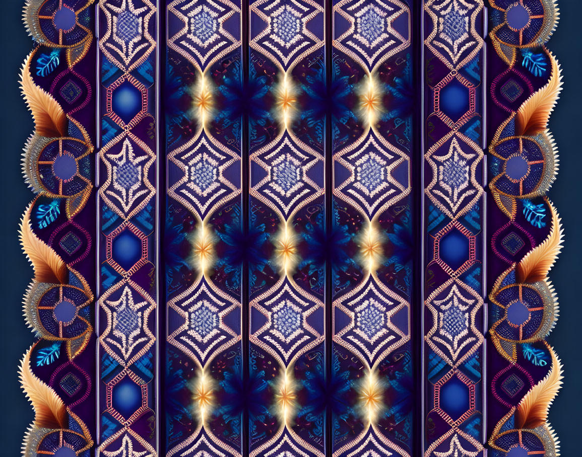 Symmetrical Blue and Purple Pattern with Sparkling Accents