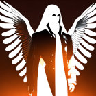 Silhouette of Winged Figure on Warm Background