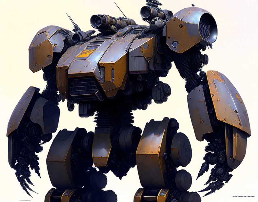 Detailed Illustration of Heavy Armored Mech Robot