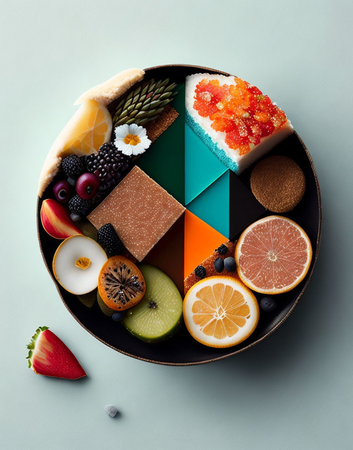 Colorful Plate with Assorted Foods Representing Each Color