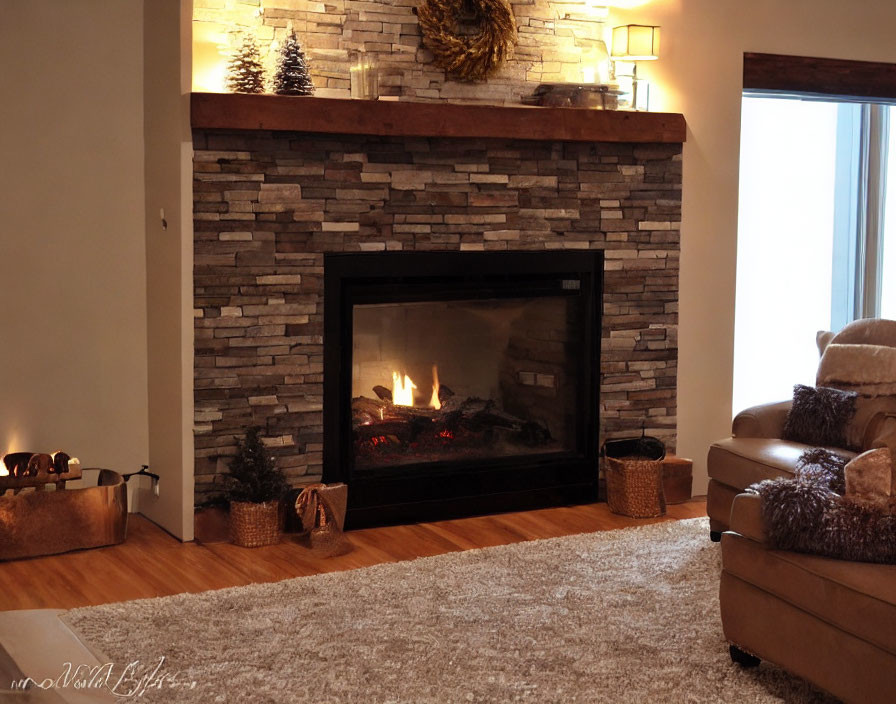 Inviting Living Room with Fireplace & Plush Seating