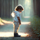 Children on Cloud with Dramatic Sky and Beam of Light