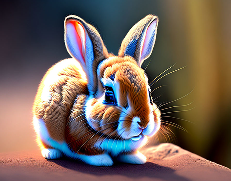 Detailed Digital Illustration of Adorable Rabbit with Orange-Brown Fur