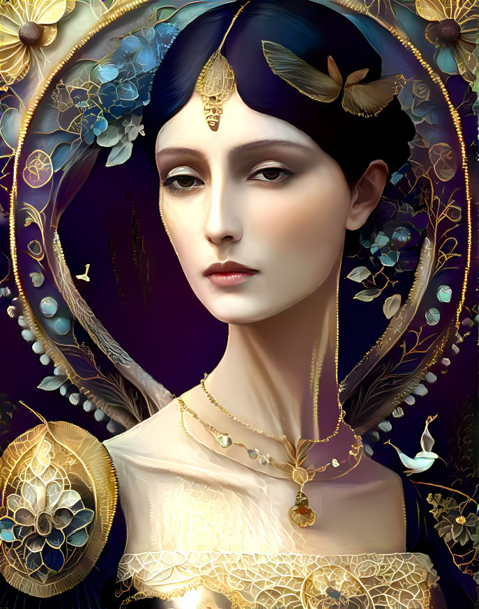 Golden jewelry and Art Deco design