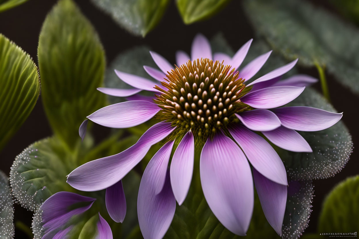 Detailed Close-Up of Purple Coneflower with Spiny Center and Pink Petals