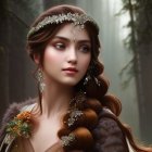 Jewel-embellished woman in fantasy attire with intricate accessories