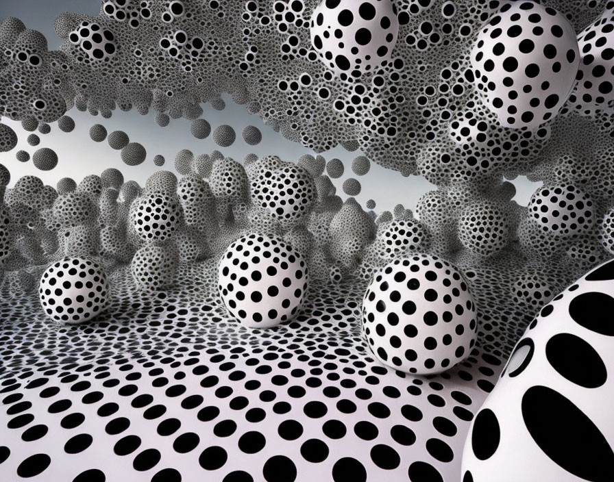 Abstract Room with Spheres and Polka-Dotted Structures