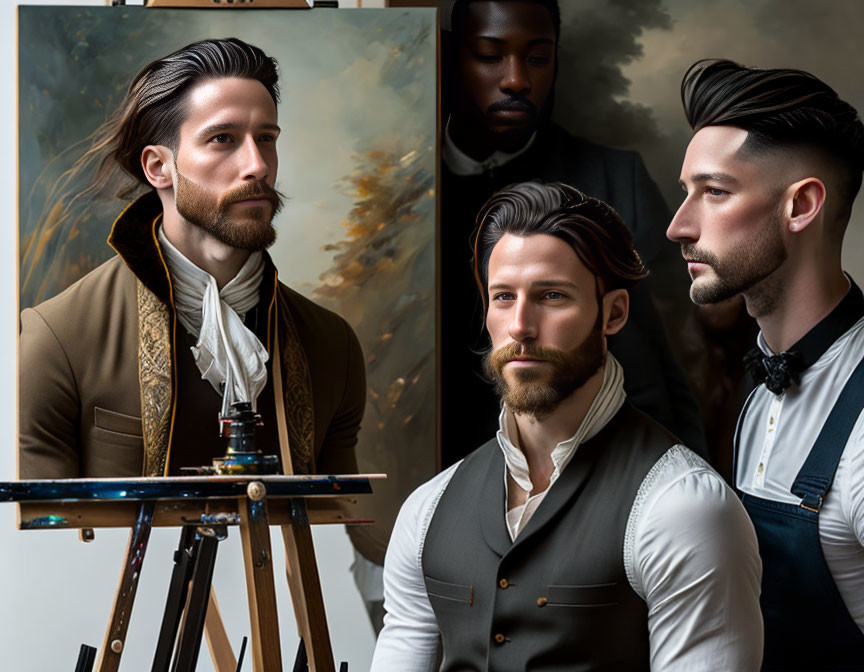 Vintage Style Men Posed in Classical Painting Theme