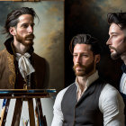 Vintage Style Men Posed in Classical Painting Theme