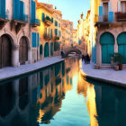 Colorful Houses Reflecting in Serene Canal at Sunset