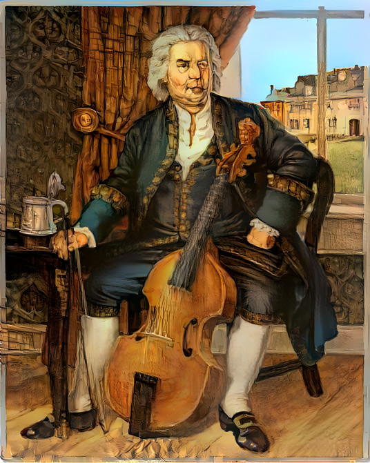 Bach che suona la viola da gamba