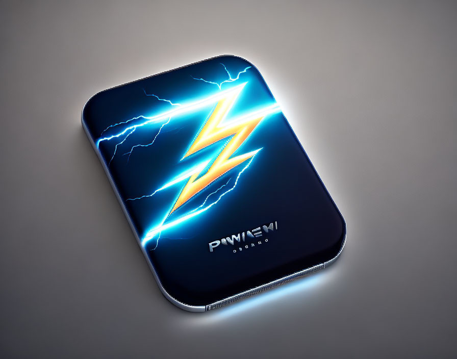 Portable Battery with Lightning Bolt Design and "POWER" Label for Fast Charging