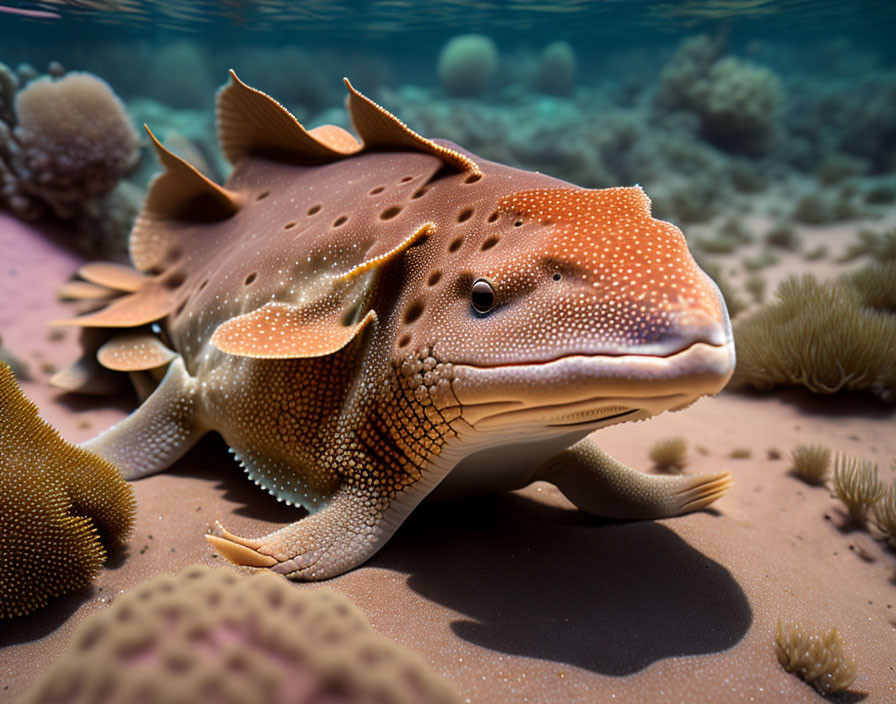 Spotted Epaulette Shark Swimming over Sandy Seabed