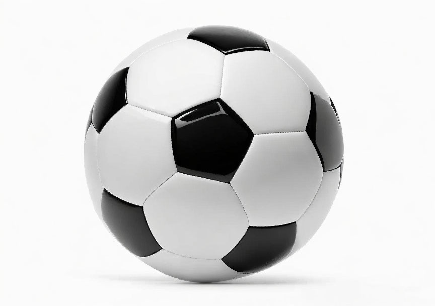 Monochrome paneled soccer ball on white background