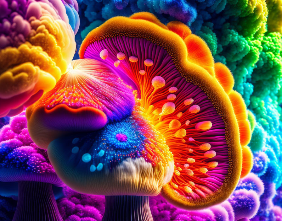 Colorful Coral-Like Structures in 3D Rendering