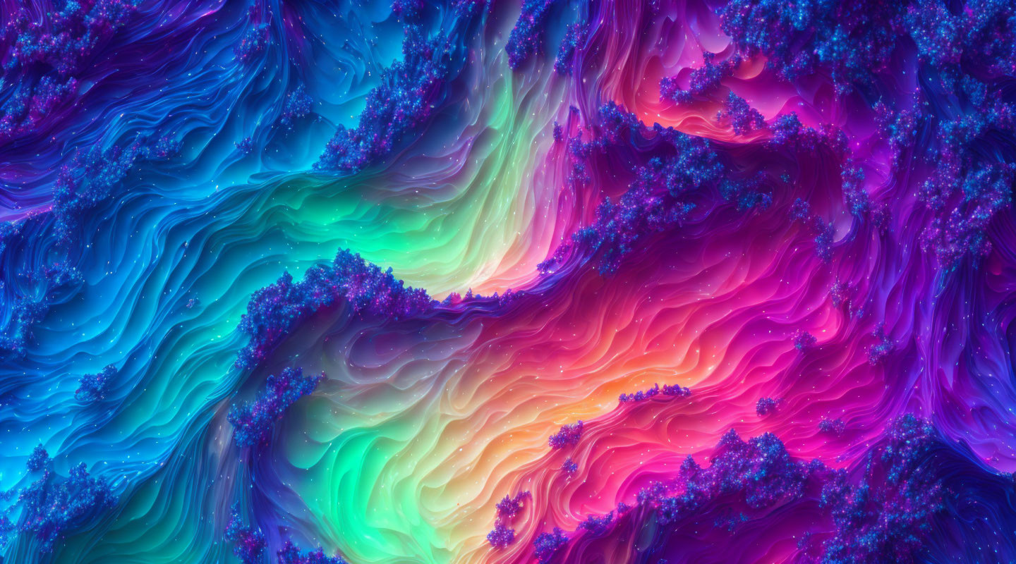 Abstract Digital Art: Vibrant Wavy Textures in Multicolored Spectrum