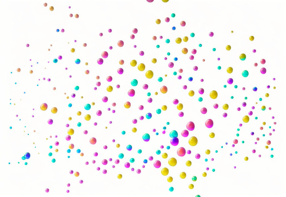 Vibrant confetti balls on white backdrop