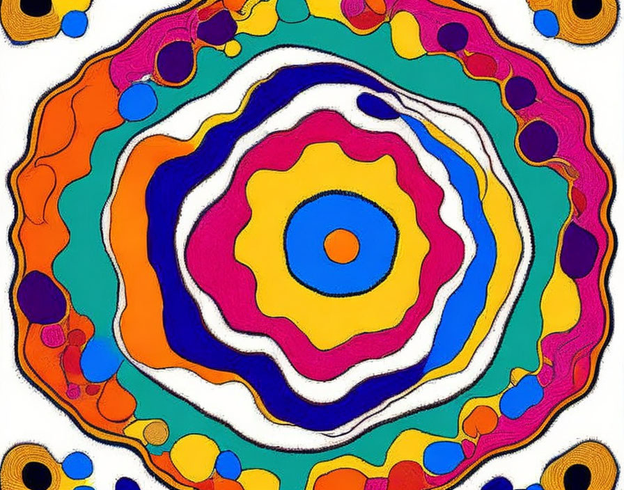 Vibrant concentric pattern with colorful shapes and bright hues