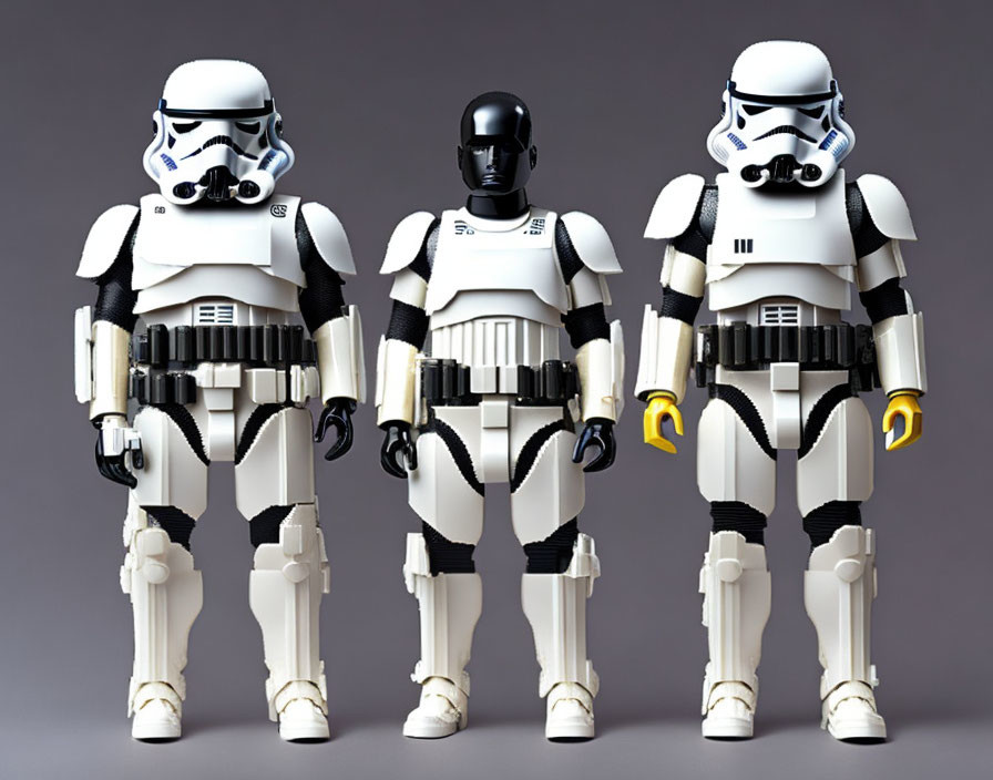 Star Wars Stormtrooper Action Figures on Grey Background