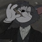 Anthropomorphic Cat in Suit Smoking Cigar on Dark Background