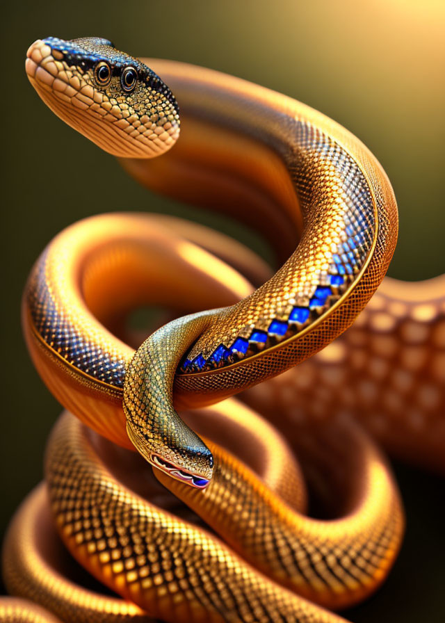 Detailed close-up of vibrant scaled snake with alert expression