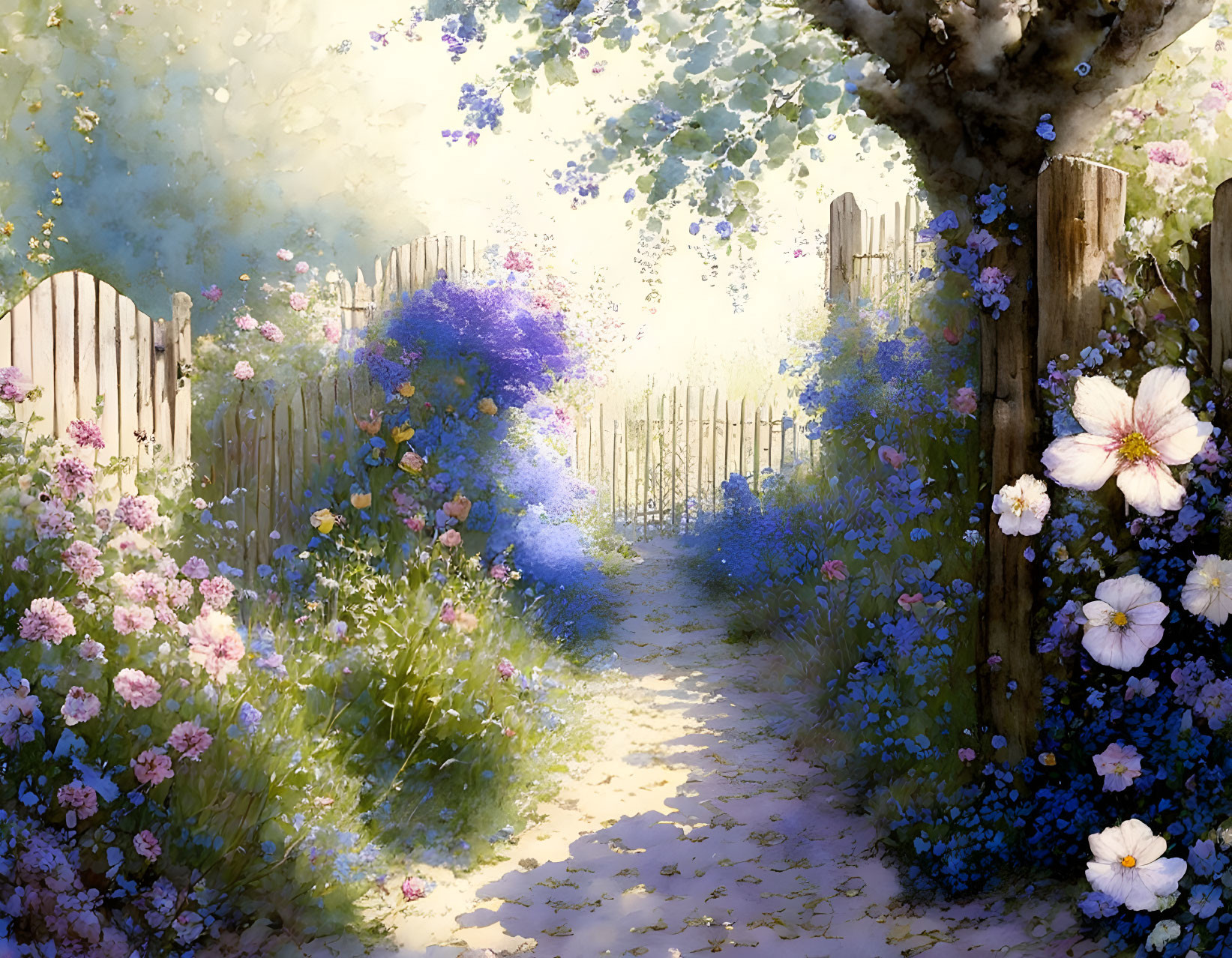 Tranquil Pathway in a Picturesque Flower Garden