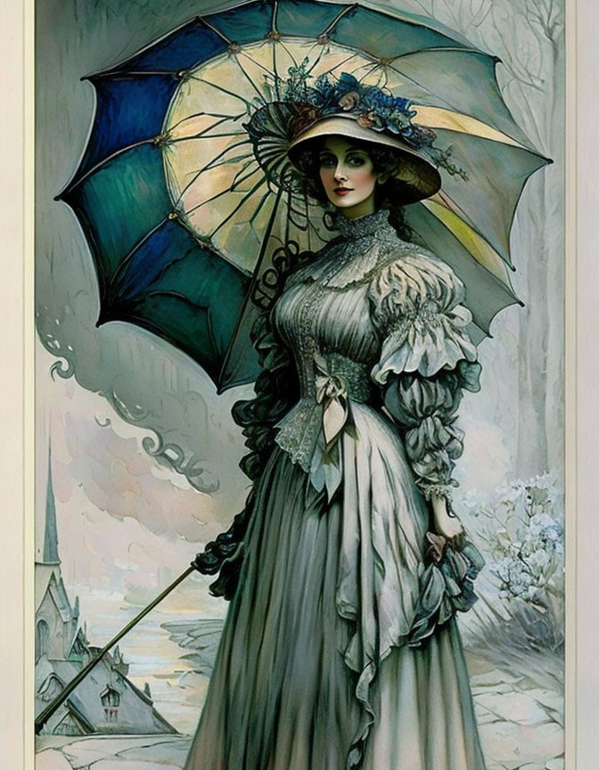 A pretty Victorian woman with a parasol