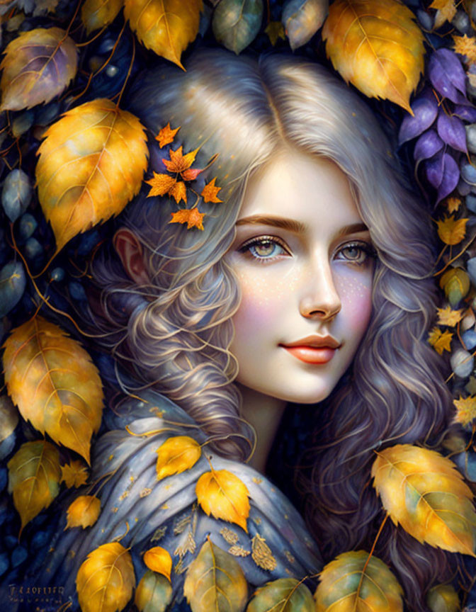 Sweet autumn leaves girl 