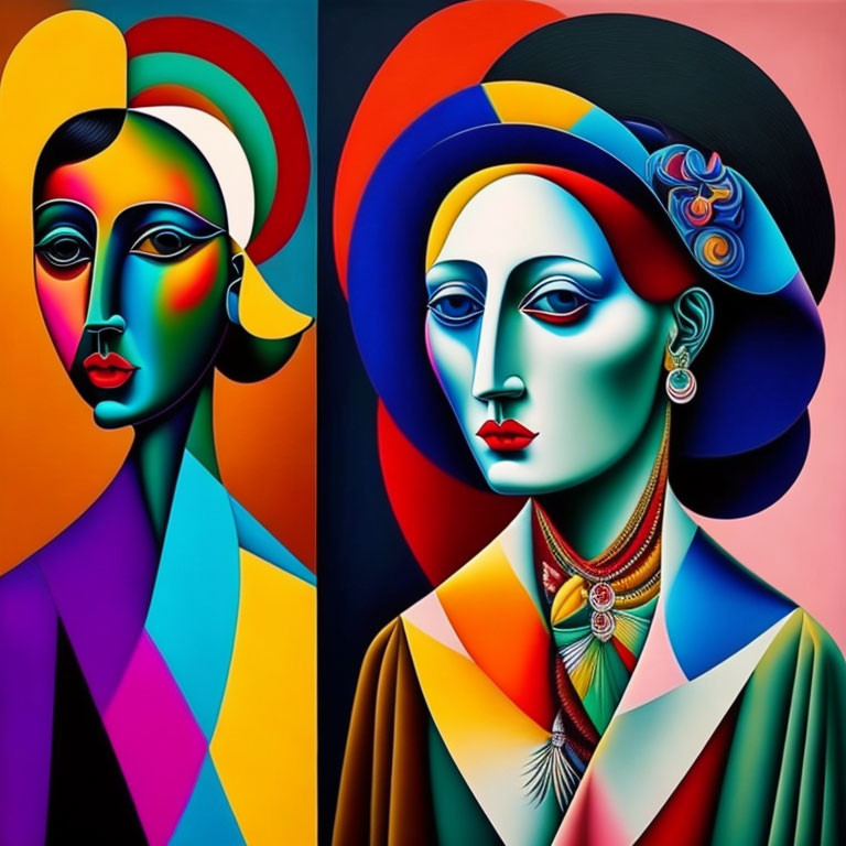 Colorful Geometric Portraits with Modernist Style