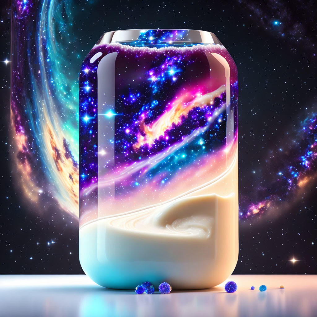 Surreal image: smartphone merges with swirling galaxy