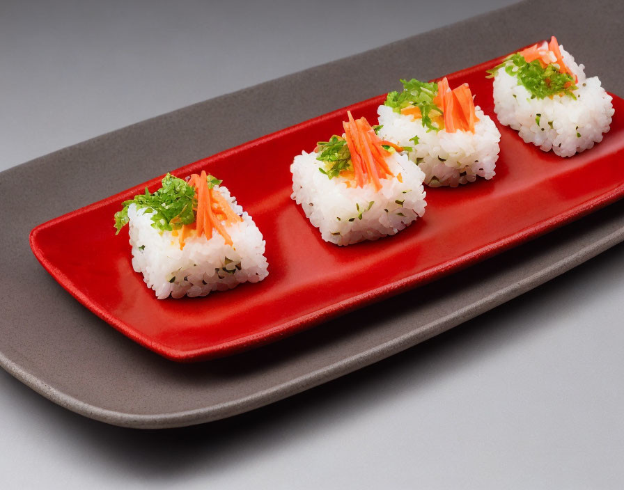 Sushi Platter with White Rice and Orange Toppings