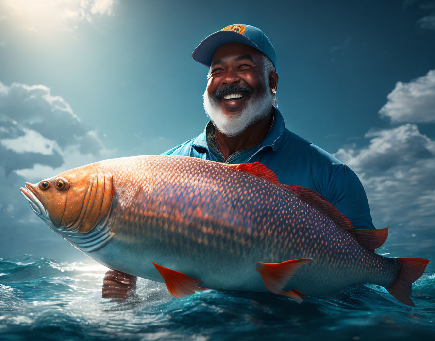 A happy fisherman 