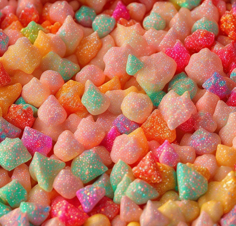 Multicolored Star-Shaped Candies with Sparkling Coating