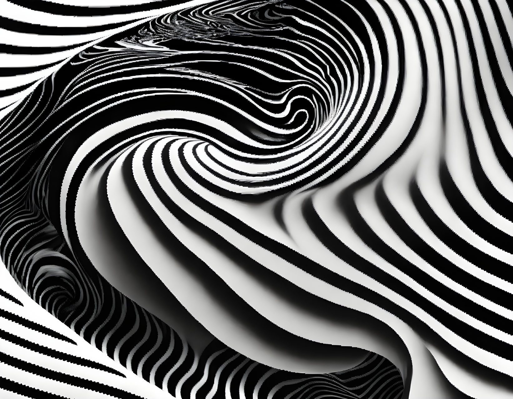 Monochrome swirling stripes optical illusion art