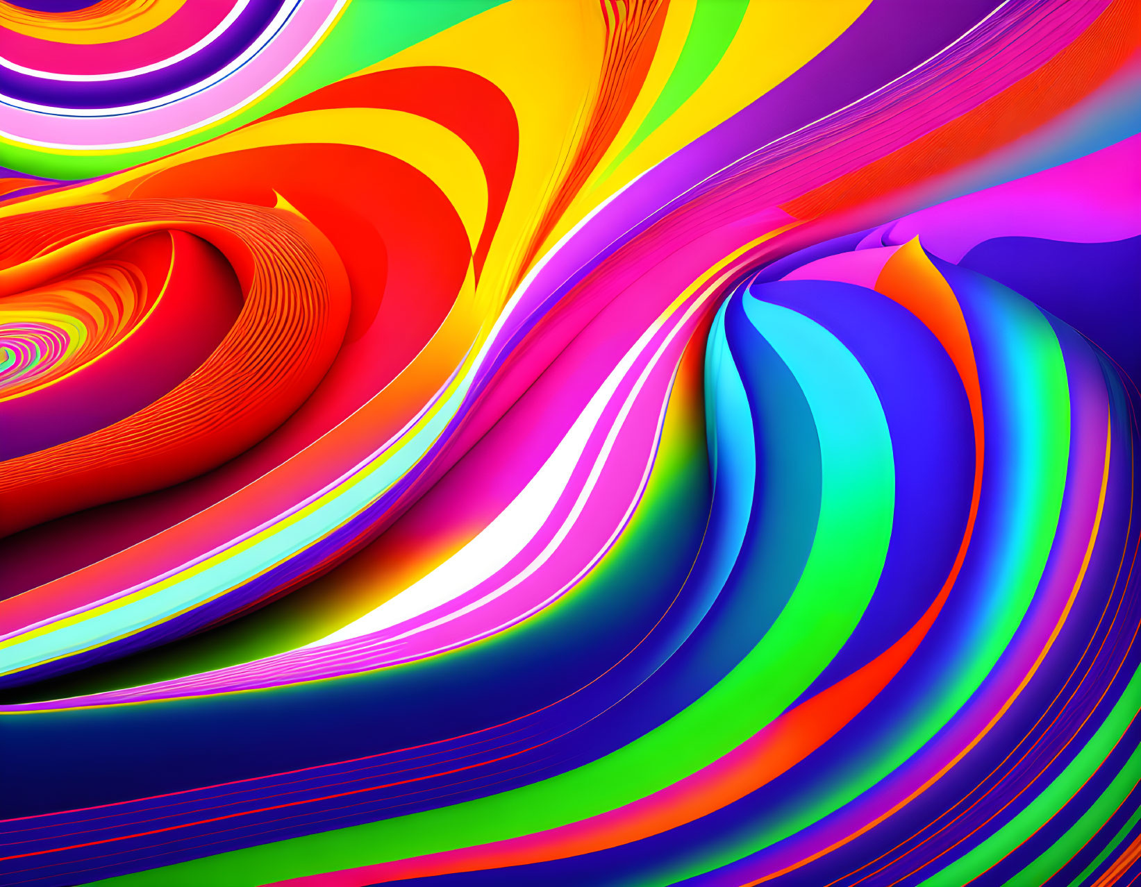 Colorful Abstract Digital Art with Swirling Patterns and Waves