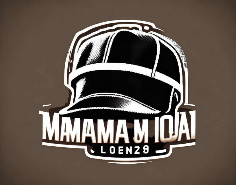 Stylized black and white firefighter helmet logo on brown background