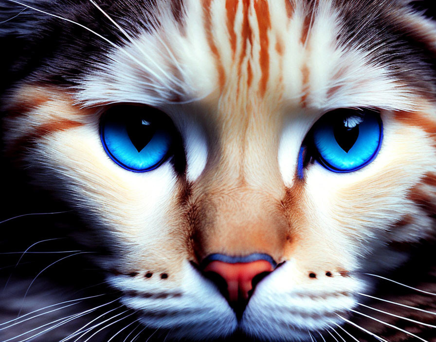 Striking blue-eyed cat with orange-white fur