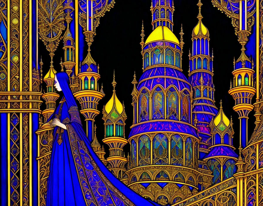 Fantasy castle illustration with colorful spires and towers