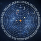 Celestial Zodiac Illustration in Concentric Circles