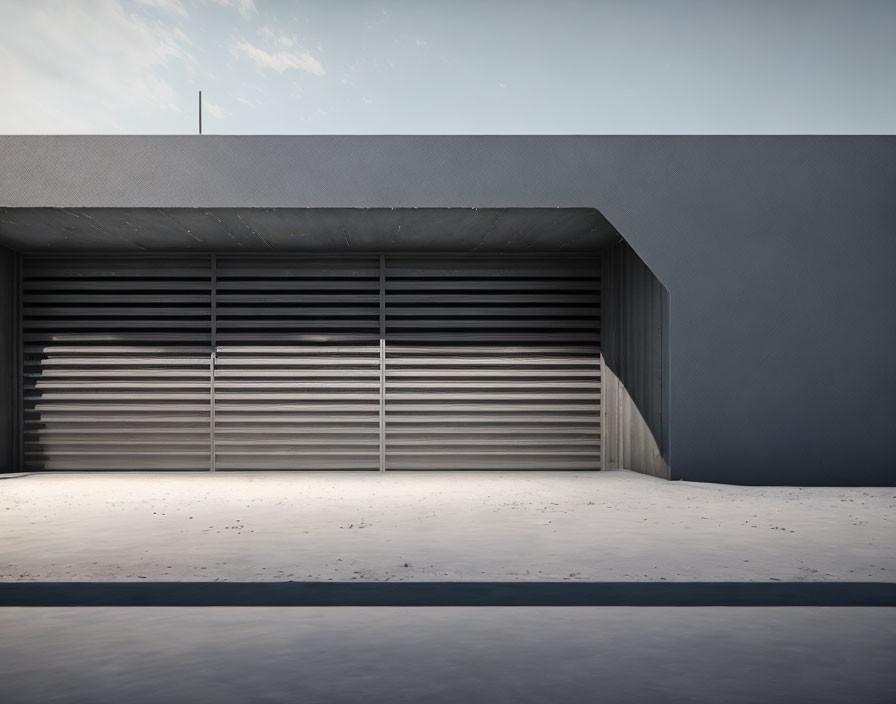 Minimalist Modern Building Facade with Horizontal Louver System