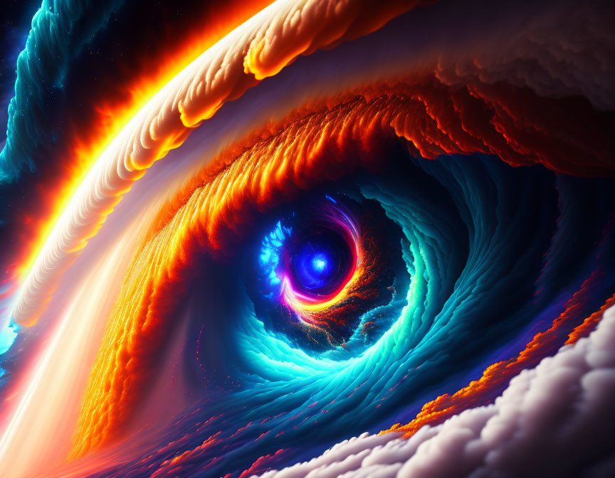 Colorful Swirling Clouds in Orange, Blue, and Purple Hues