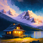 Secluded cabin by serene lake at dusk