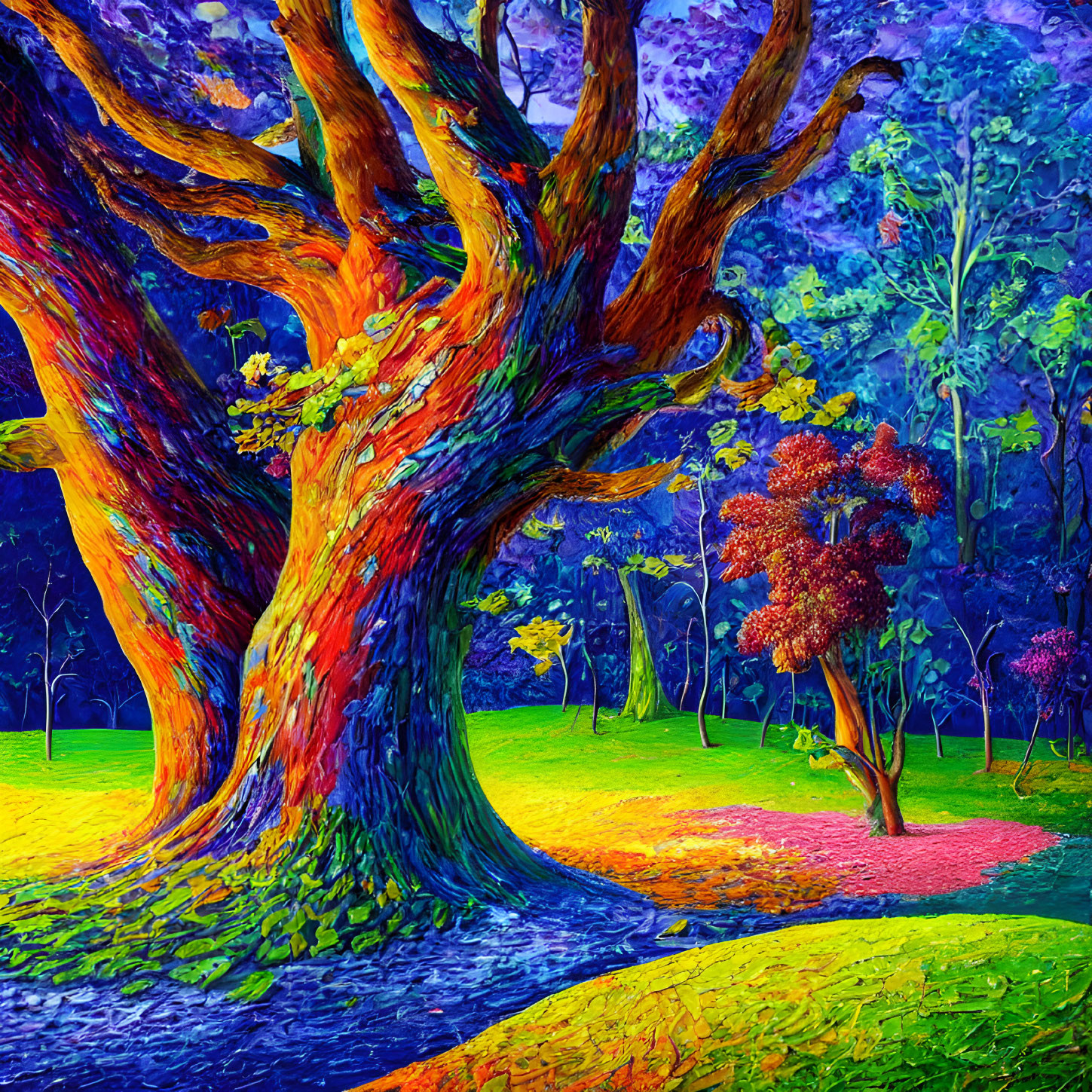 Oil painting of the tree