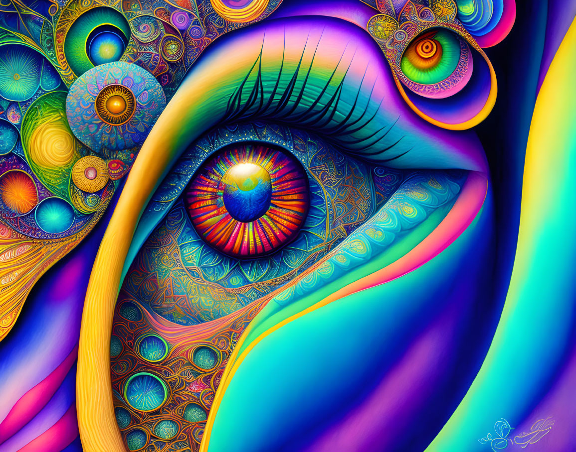 Colorful Abstract Eye Art with Intricate Patterns