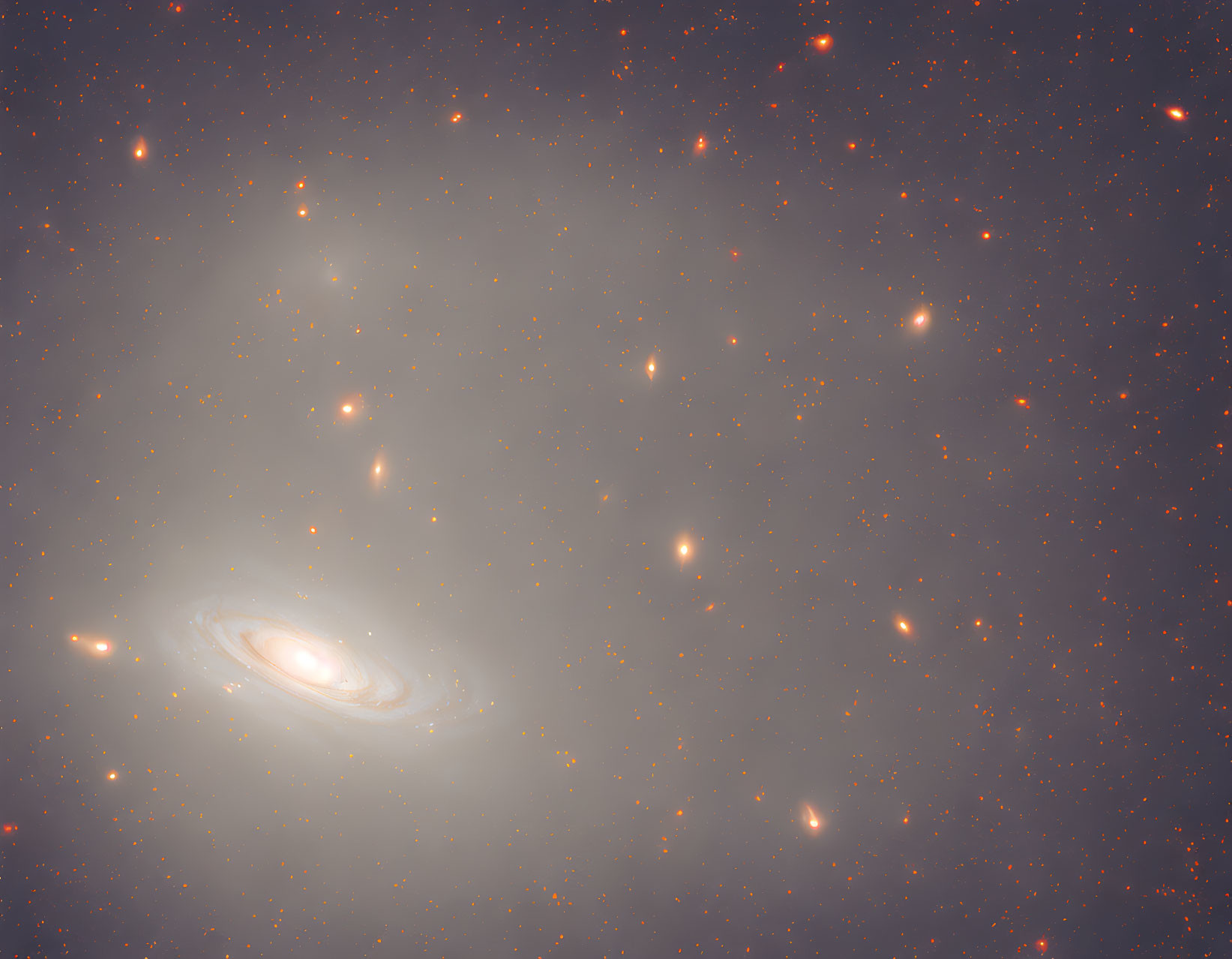 Prominent Bright Core and Arms in Spiral Galaxy