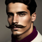 Close-Up Portrait of a Young Man in Burgundy Attire