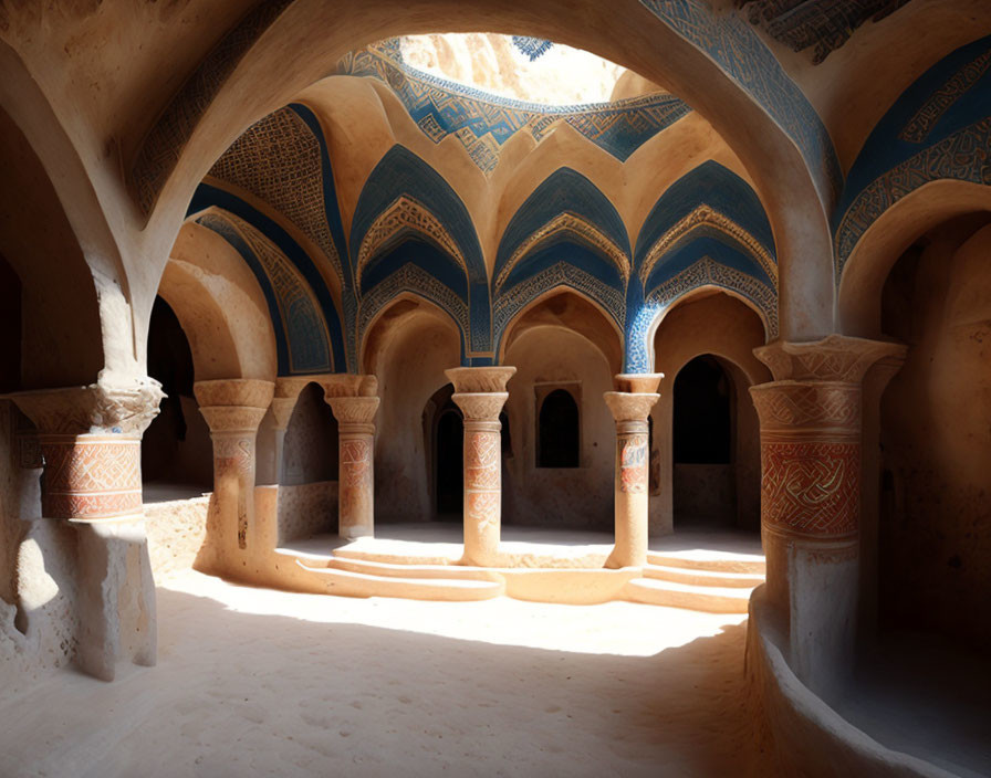 Intricate Arched Patterns in Ancient Underground Chamber