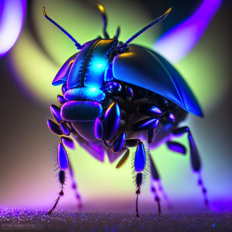 Colorful Stylized Beetle Image with Blue and Purple Hues